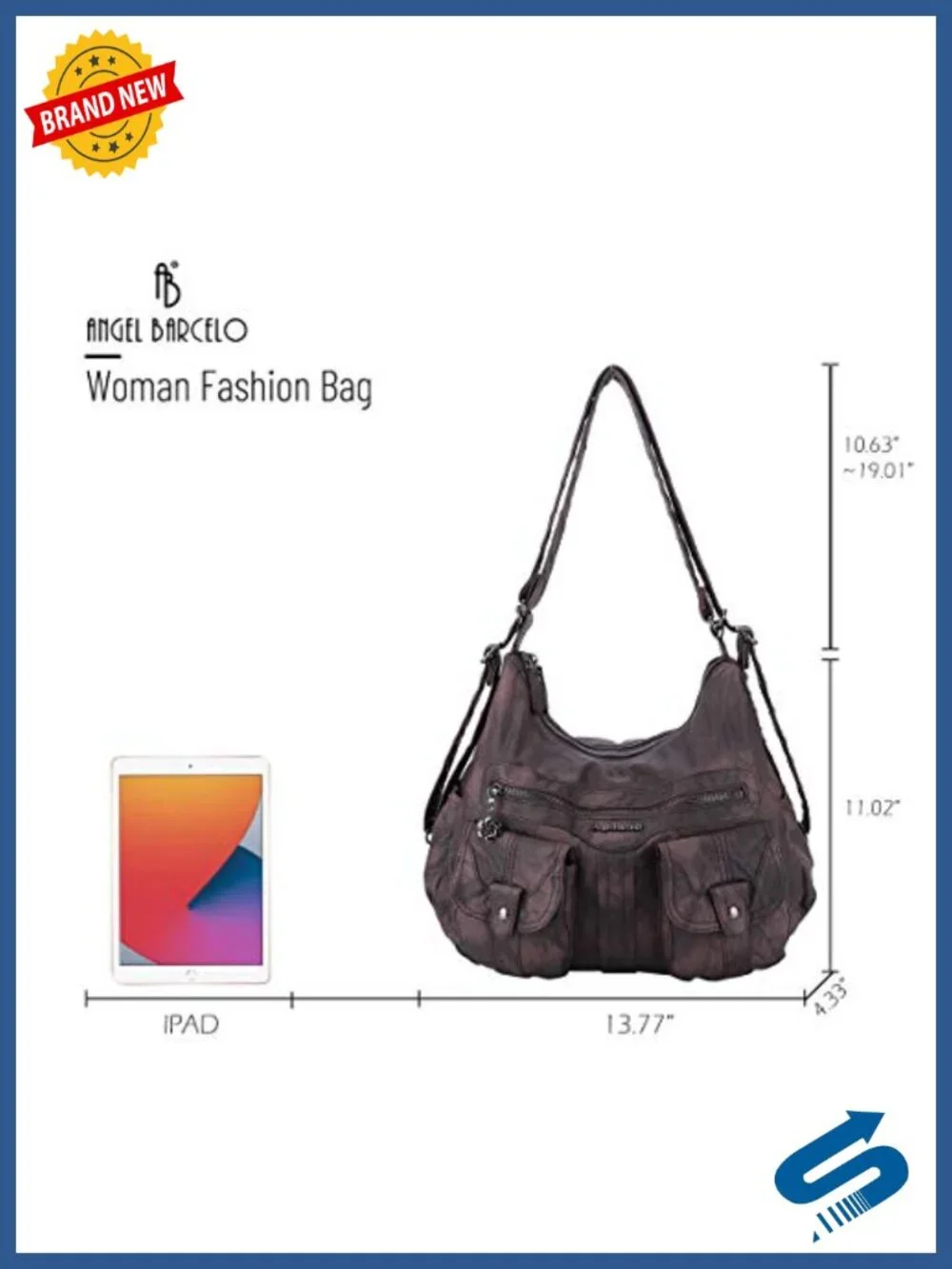 Soft Faux Leather Women Hobo Backpack Crossbody Handbag with Pockets